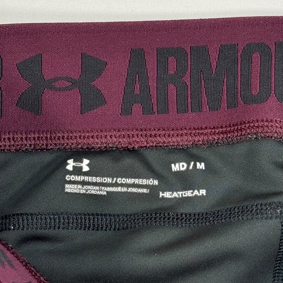 Under Armour Ankle Crop Leggings Womens Size M Pink Heatgear Compression - Picture 3 of 6